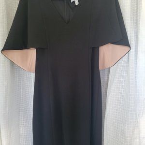 Badgley Mischka Black Cape Dress Street Length NWT Size 14